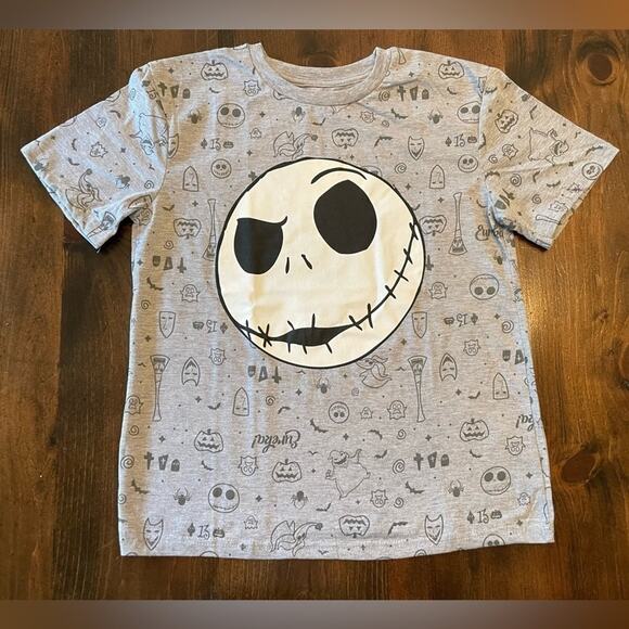 ⭐️ Disney Jack Skeleton Nightmare Before Christmas Boys Cotton T-shirt Sz 14 16 - Picture 2 of 6